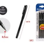 Στυλό Διαρκείας 0.5mm Μαύρο (4 Τεμάχια)